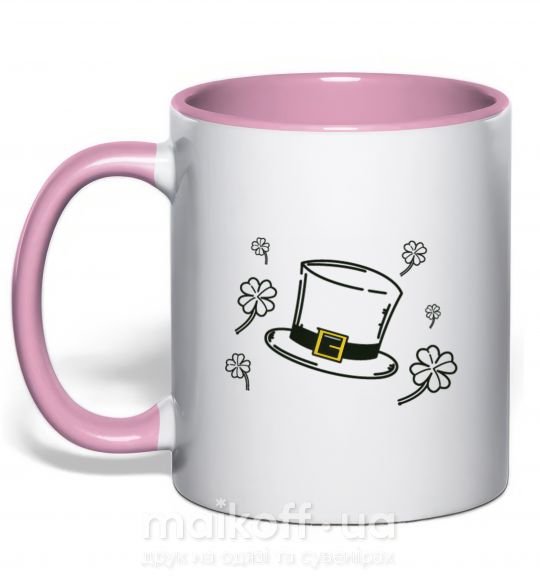 Чашка с цветной ручкой Шляпа Нежно розовый фото