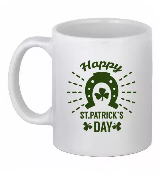 Чашка керамічна Счастливого Дня Святого Патрика Білий фото