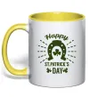 Чашка з кольоровою ручкою Счастливого Дня Святого Патрика Сонячно жовтий фото
