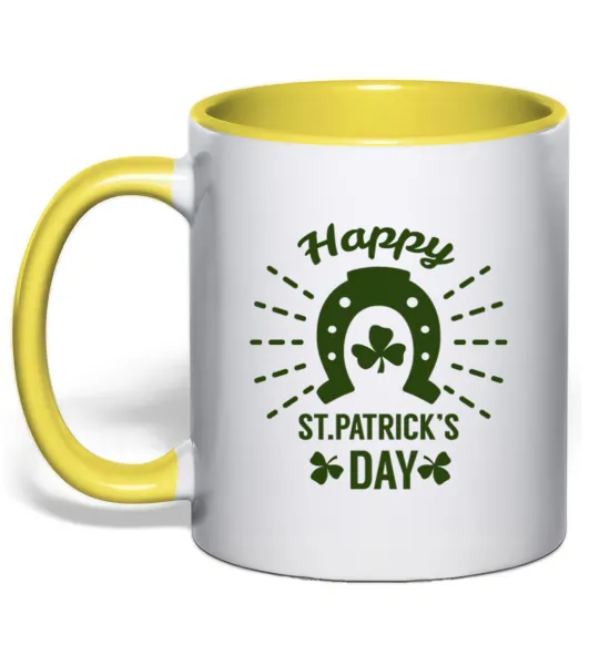 Чашка с цветной ручкой Счастливого Дня Святого Патрика Лимонный фото