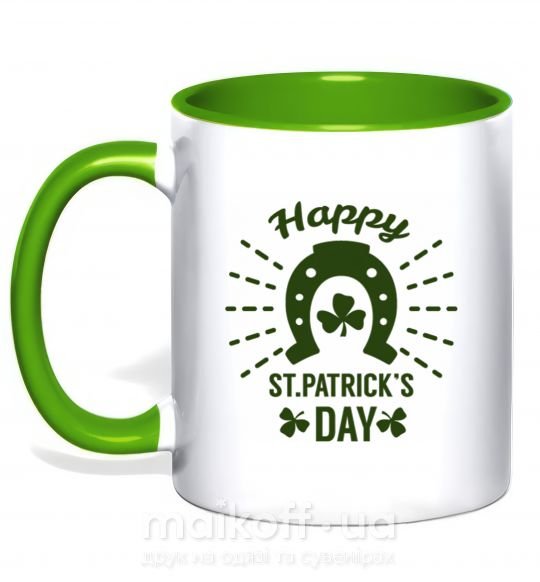 Чашка з кольоровою ручкою Счастливого Дня Святого Патрика Зелений фото