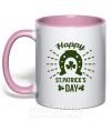 Чашка с цветной ручкой Счастливого Дня Святого Патрика Нежно розовый фото