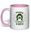 Чашка з кольоровою ручкою Счастливого Дня Святого Патрика Ніжно рожевий фото