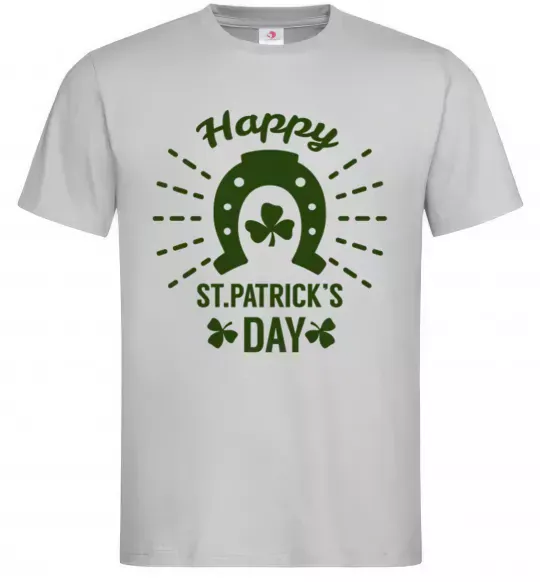 Чоловіча футболка Счастливого Дня Святого Патрика Сірий фото