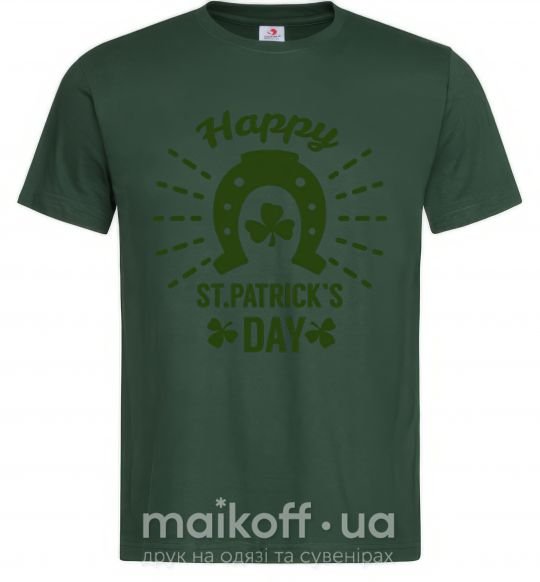 Чоловіча футболка Счастливого Дня Святого Патрика Темно-зелений фото