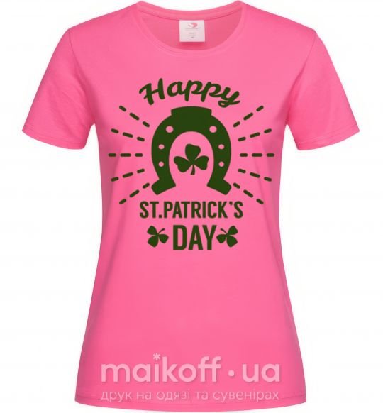 Жіноча футболка Счастливого Дня Святого Патрика Яскраво-рожевий фото
