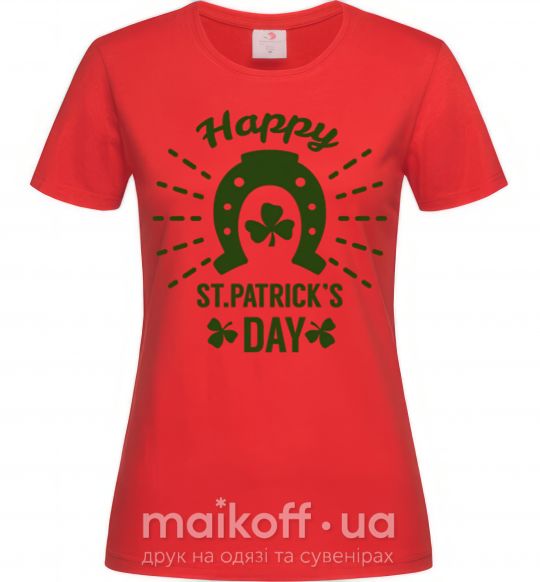 Жіноча футболка Счастливого Дня Святого Патрика Червоний фото
