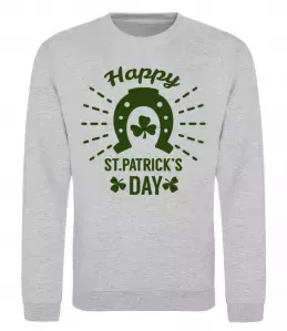 Свитшот Счастливого Дня Святого Патрика Серый меланж фото