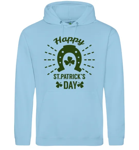 Чоловіча толстовка (худі) Счастливого Дня Святого Патрика Блакитний фото
