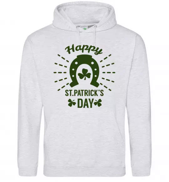 Жіноча толстовка (худі) Счастливого Дня Святого Патрика Сірий меланж фото