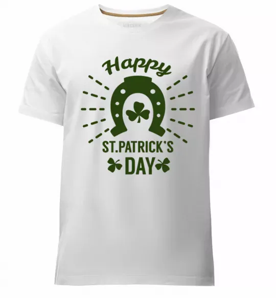 Мужская премиум футболка Счастливого Дня Святого Патрика Белый фото