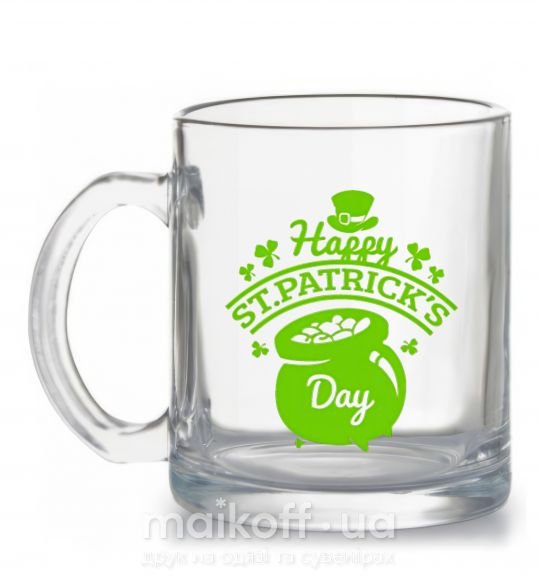 Чашка стеклянная Happy St. Patricks Day Прозрачный фото