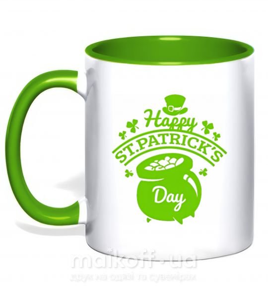 Чашка з кольоровою ручкою Happy St. Patricks Day Зелений фото