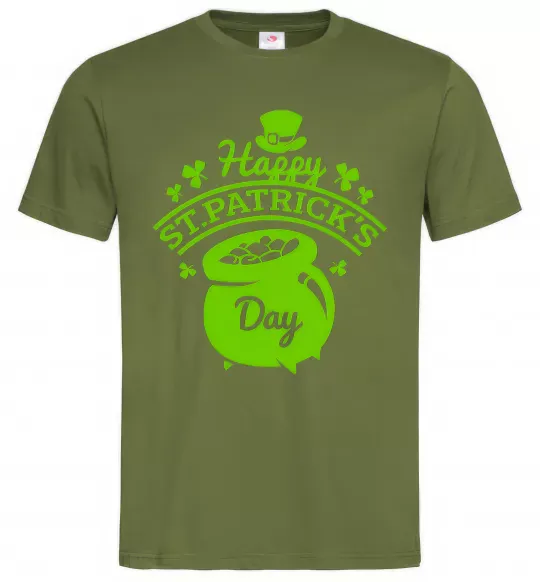 Мужская футболка Happy St. Patricks Day Оливковый фото