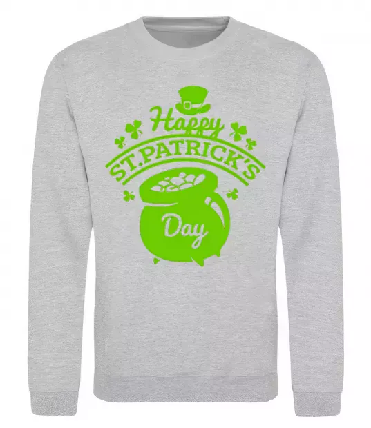 Свитшот Happy St. Patricks Day Серый меланж фото