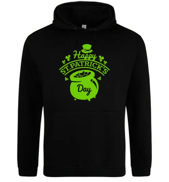 Мужская толстовка (худи) Happy St. Patricks Day Черный фото