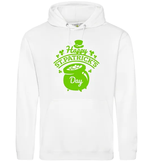 Мужская толстовка (худи) Happy St. Patricks Day Белый фото