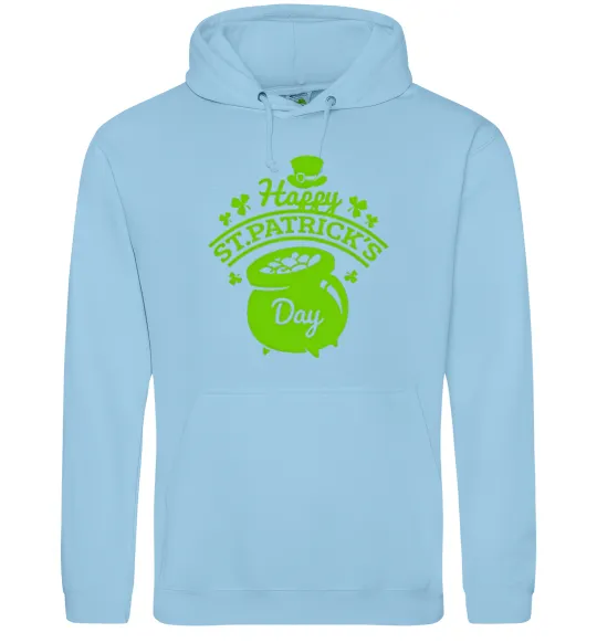 Мужская толстовка (худи) Happy St. Patricks Day Голубой фото