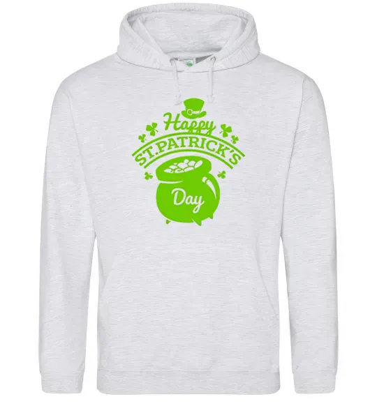Женская толстовка (худи) Happy St. Patricks Day Серый меланж фото