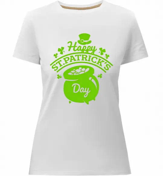 Женская премиум футболка Happy St. Patricks Day Белый фото