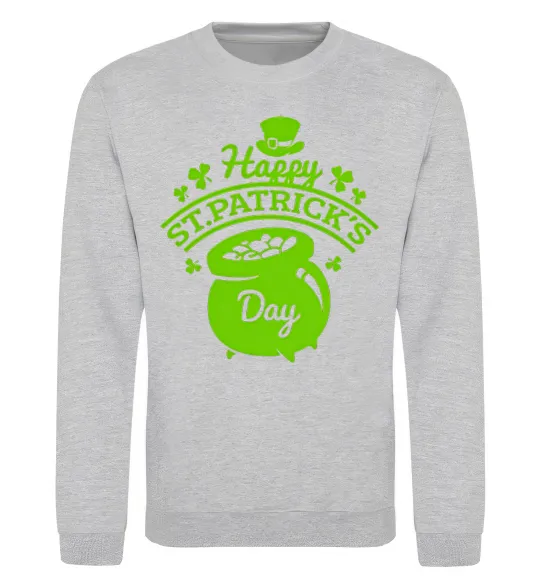 Світшот Happy St. Patricks Day Сірий меланж фото