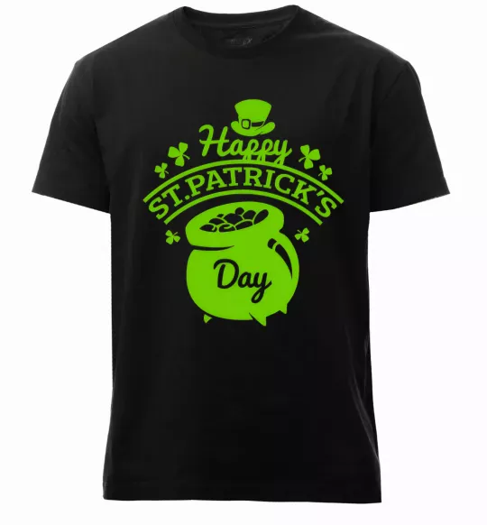 Мужская премиум футболка Happy St. Patricks Day Черный фото