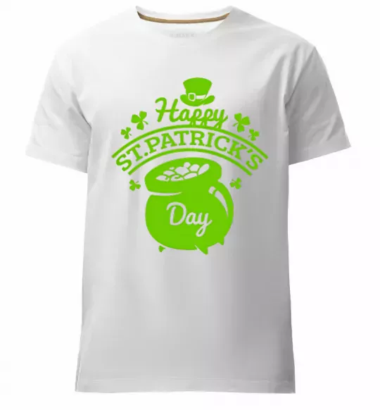 Мужская премиум футболка Happy St. Patricks Day Белый фото