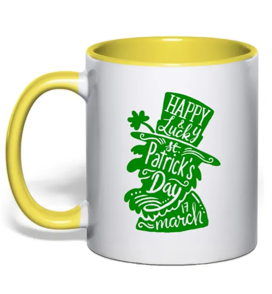 Чашка з кольоровою ручкою Leprechaun Лимонний фото