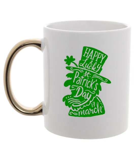 Чашка з кольоровою ручкою Leprechaun Золото фото