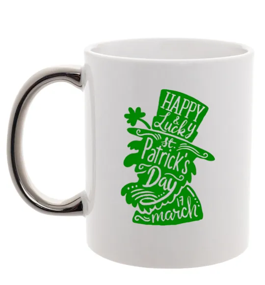 Чашка з кольоровою ручкою Leprechaun Срібло фото