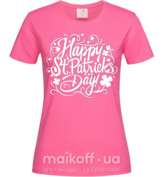 Жіноча футболка Узор Святой Патрик Яскраво-рожевий фото