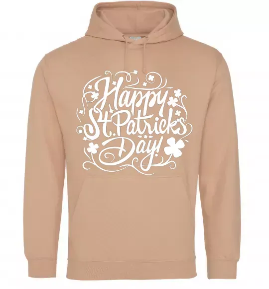 Мужская толстовка (худи) Узор Святой Патрик Песочный фото