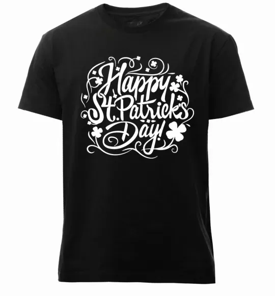 Мужская премиум футболка Узор Святой Патрик Черный фото