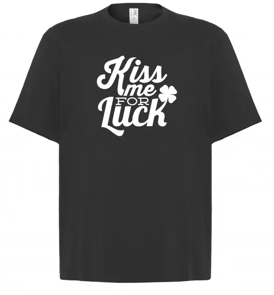 Футболка Оверсайз Kiss me for luck Черный фото