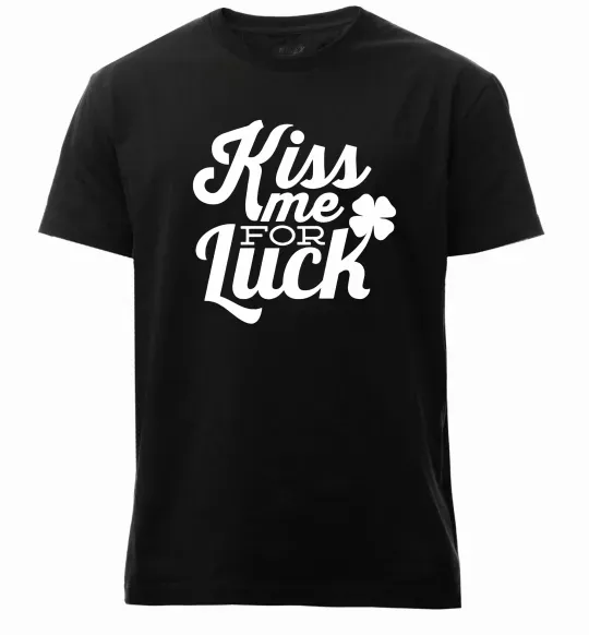Мужская премиум футболка Kiss me for luck Черный фото