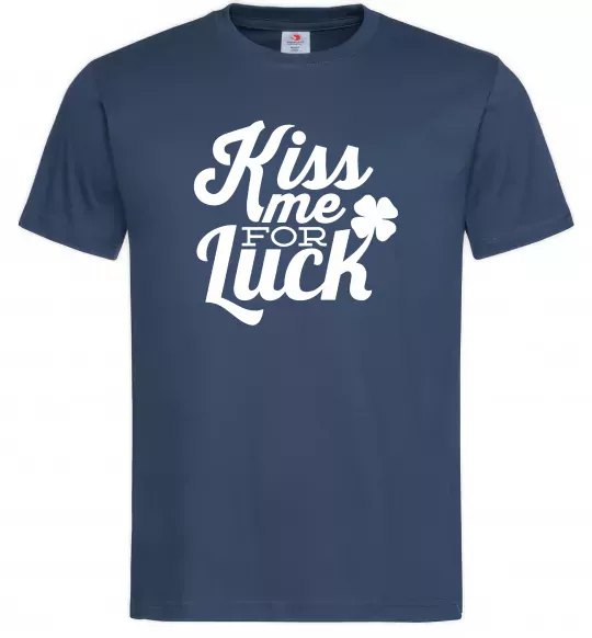 Чоловіча футболка Kiss me for luck Темно-синій фото
