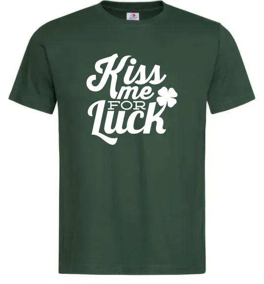 Чоловіча футболка Kiss me for luck Темно-зелений фото