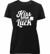 Жіноча преміум футболка Kiss me for luck Чорний фото