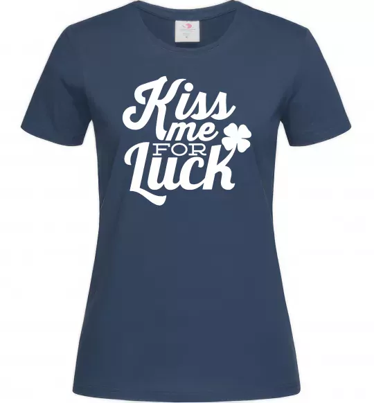 Жіноча футболка Kiss me for luck Темно-синій фото