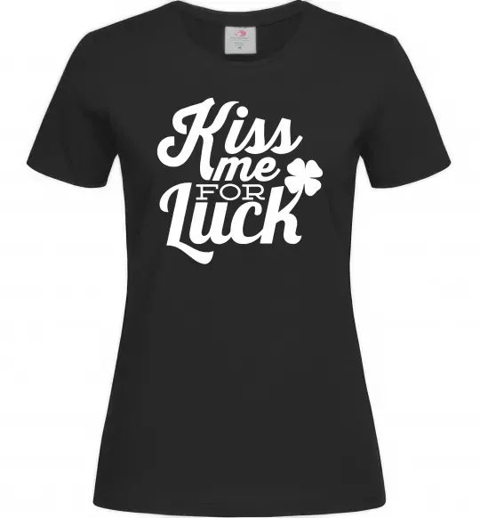 Жіноча футболка Kiss me for luck Чорний фото