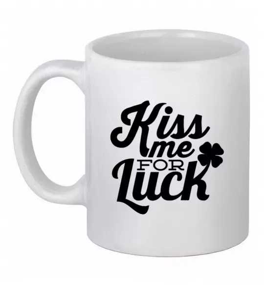 Чашка керамическая Kiss me for luck Белый фото