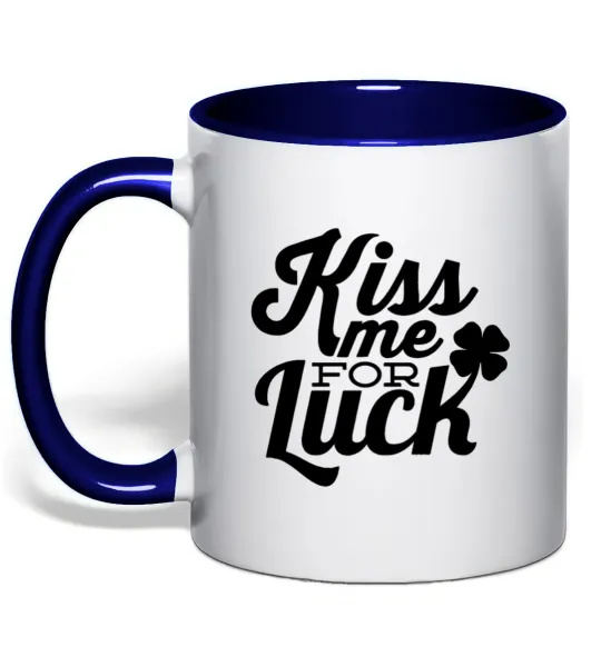 Чашка с цветной ручкой Kiss me for luck Глубокий темно-синий фото