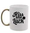 Чашка с цветной ручкой Kiss me for luck Золото фото