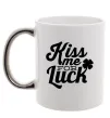 Чашка с цветной ручкой Kiss me for luck Серебро фото