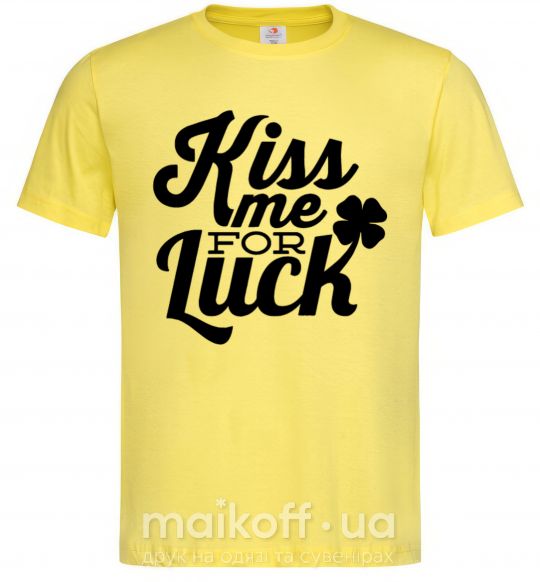 Мужская футболка Kiss me for luck Лимонный фото