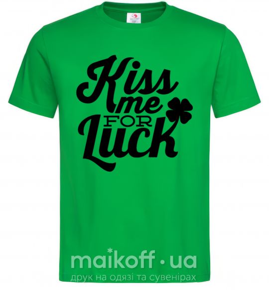 Мужская футболка Kiss me for luck Зеленый фото