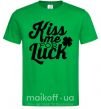 Мужская футболка Kiss me for luck Зеленый фото