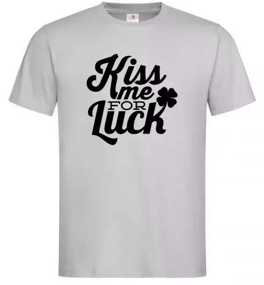 Чоловіча футболка Kiss me for luck Сірий фото