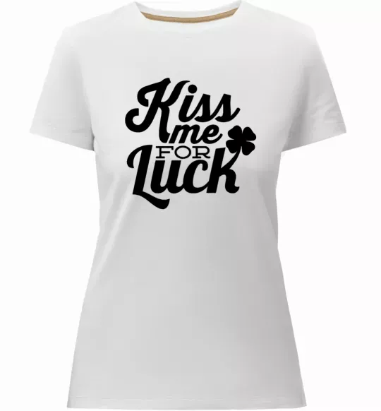 Жіноча преміум футболка Kiss me for luck Білий фото