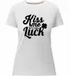 Жіноча преміум футболка Kiss me for luck Білий фото